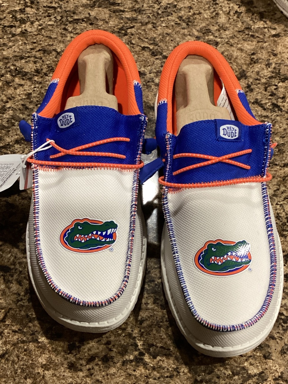 Hey Dude White, Blue & Orange Canvas Slip-On Loafers